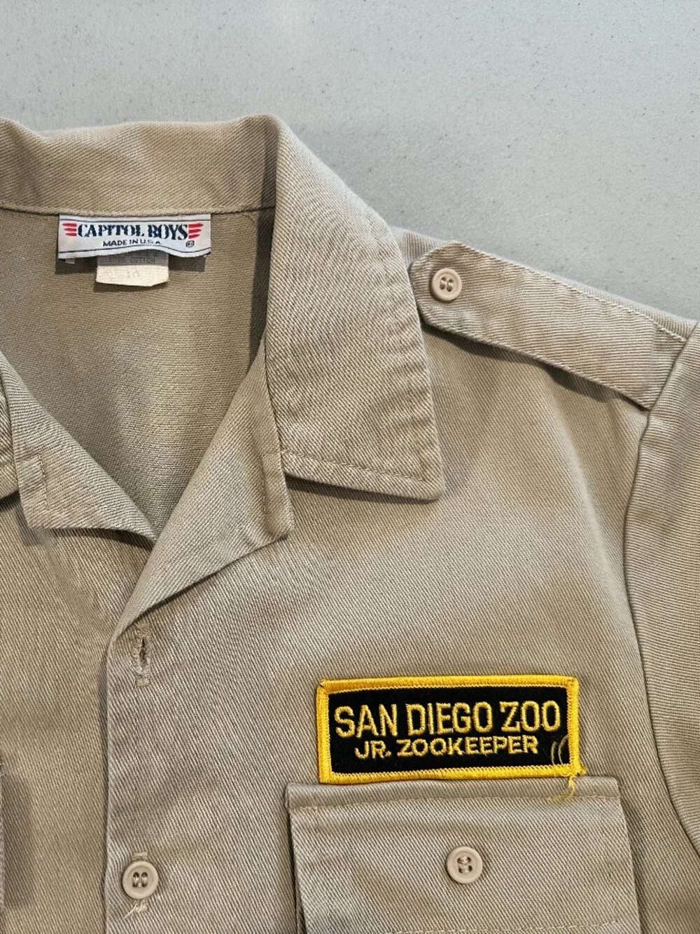 Vintage 1980s/1990s San Diego Zoo Jr Zookeeper Boys Size 10 Safari Shirt USA